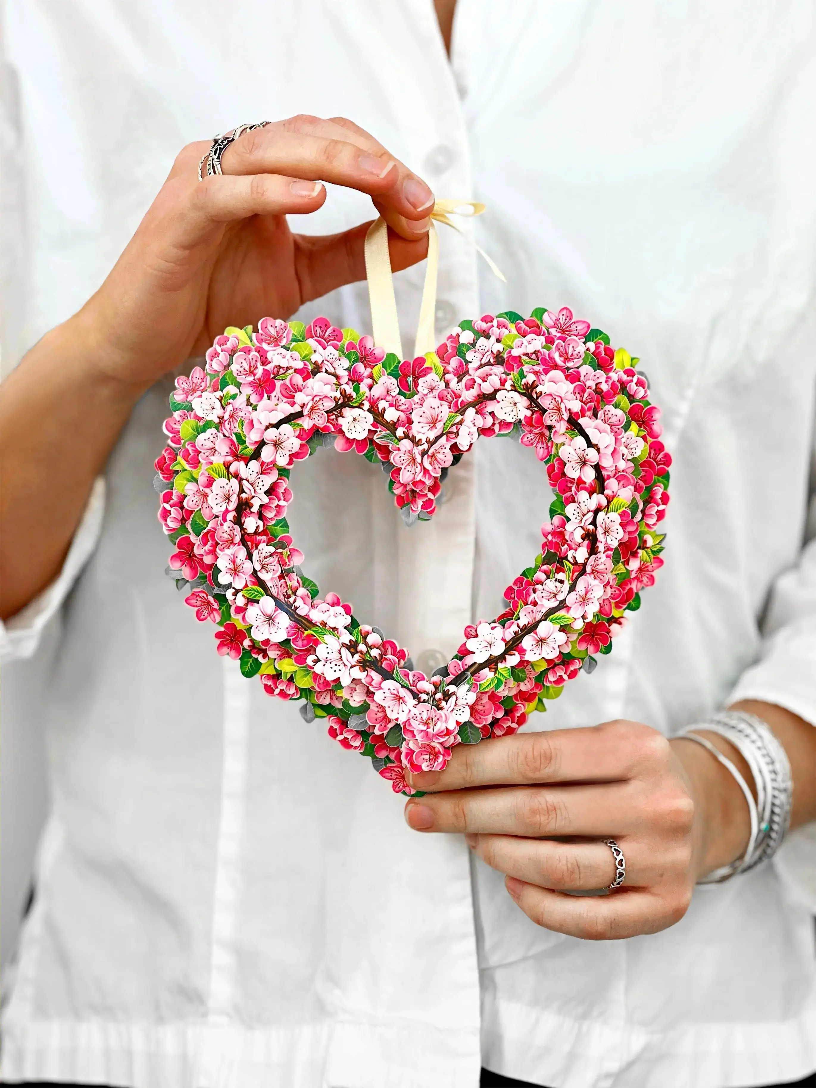 Mini Cherry Blossom Heart Pop-Up Card - Image 3