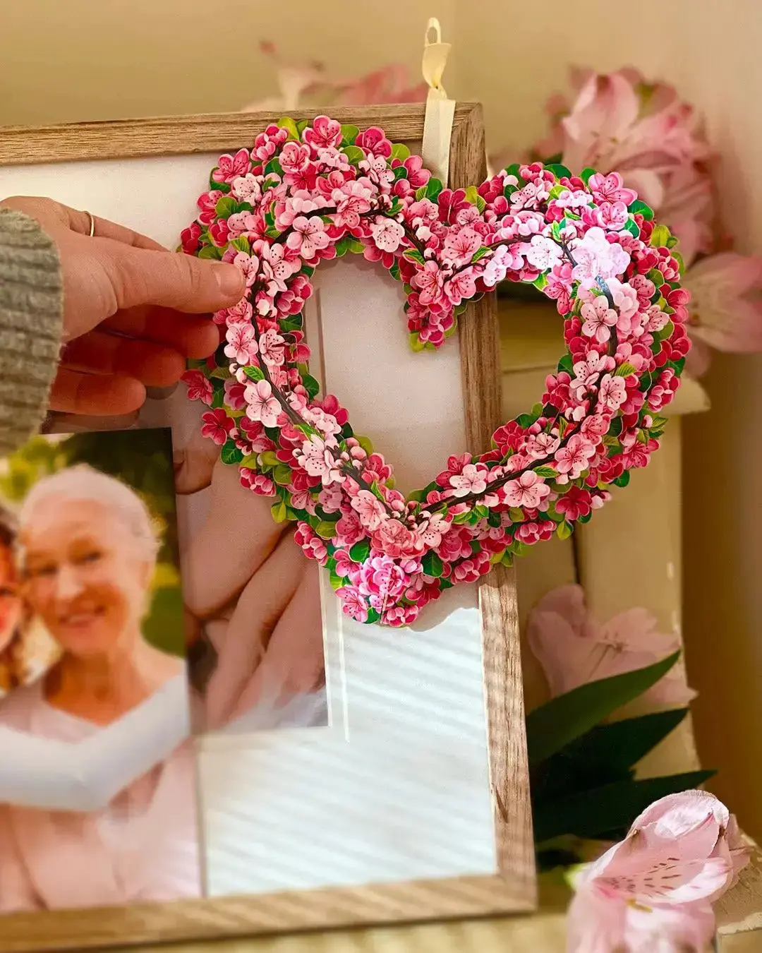 Mini Cherry Blossom Heart Pop-Up Card - Image 5