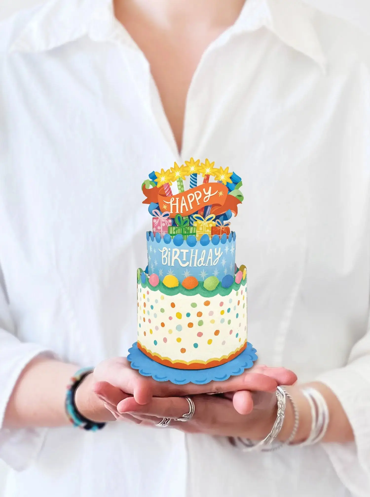 Mini Confetti Birthday Cake Pop-up Card - Image 3