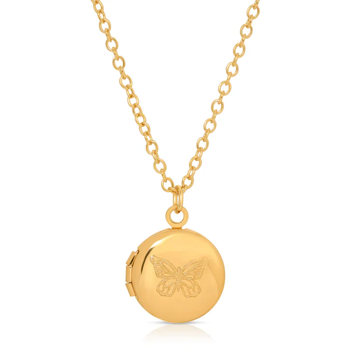 Mini Engraved Locket - Butterfly - Image 2