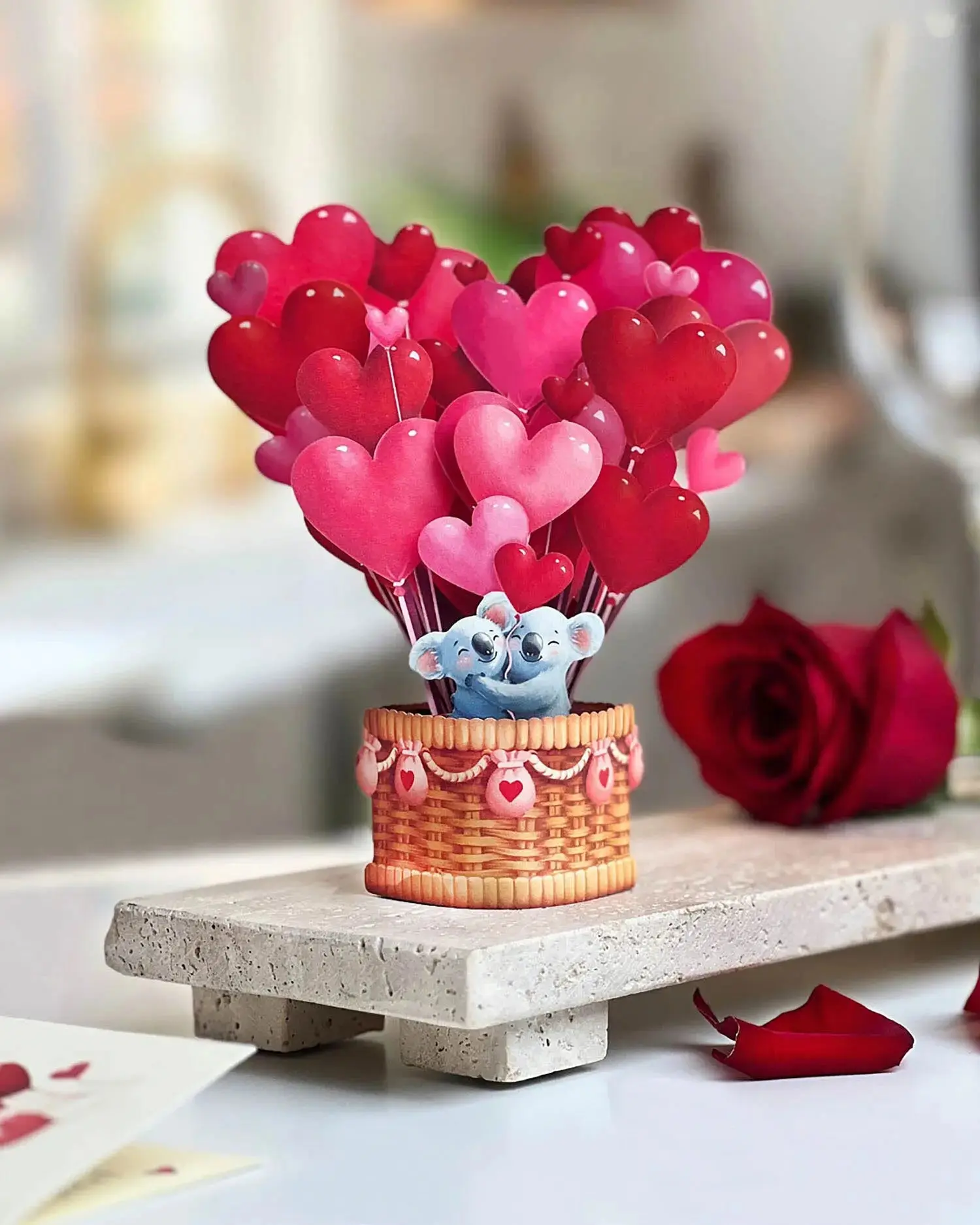 Mini Heart Balloons Pop-Up Card - Image 2