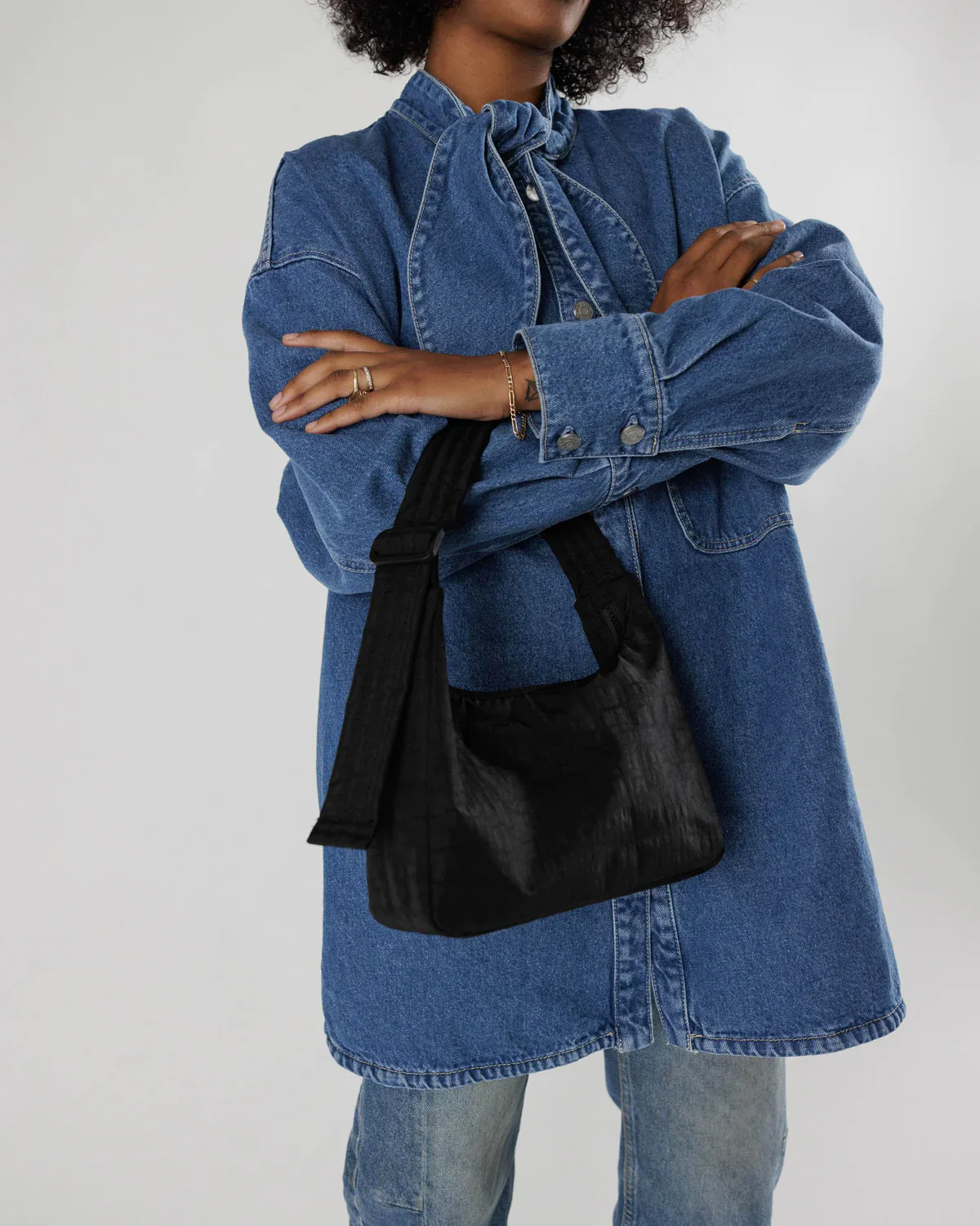 Baggu Mini Nylon Shoulder Bag - Black - Image 3