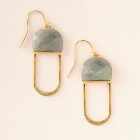 Modern Stone Chandelier Earring - Labradorite / Gold