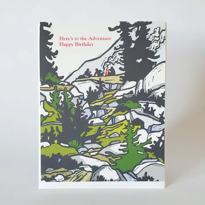Mountain Adventure Happy Birthday Greeting Card