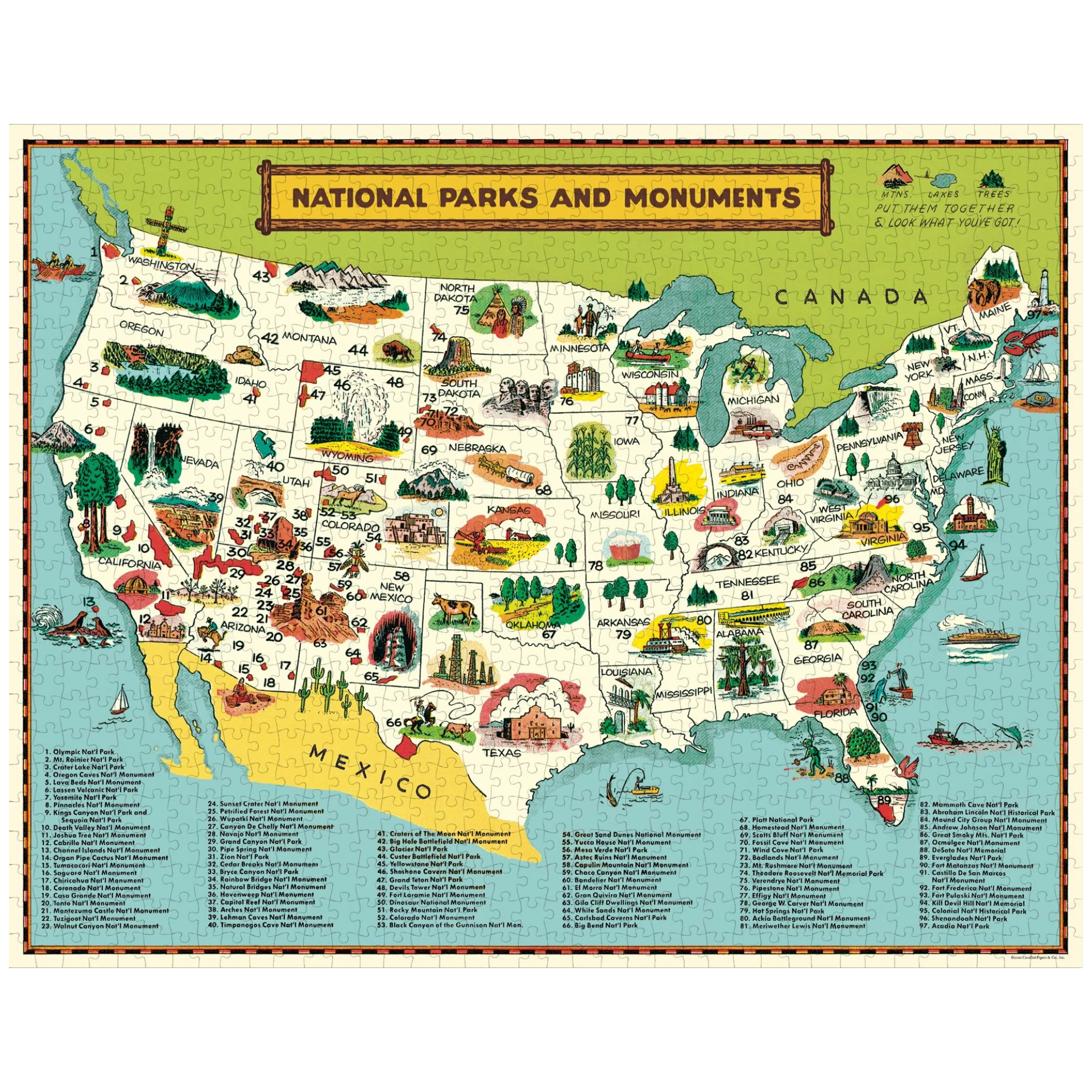 Cavallini & Co. 1000 Piece Puzzle - National Parks Map - Image 2