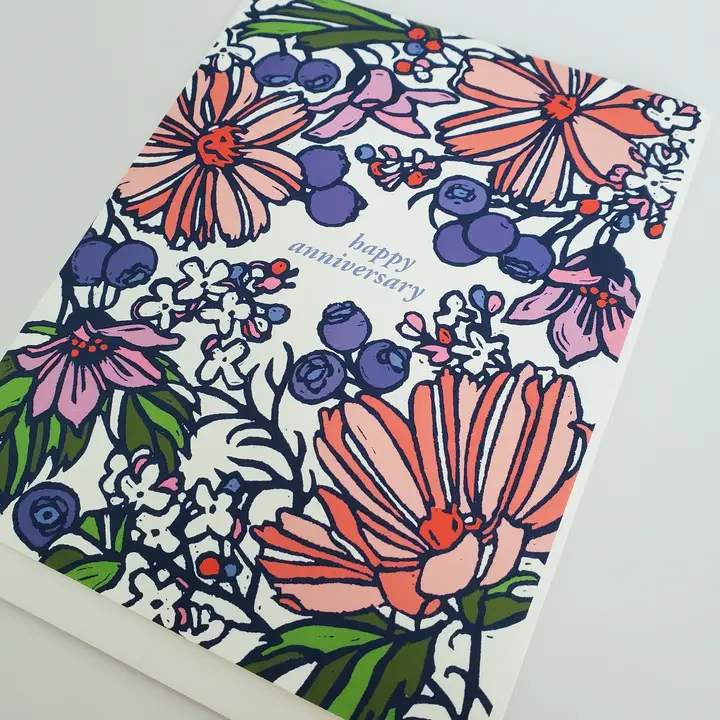 New Happy Anniversary Floral Greeting Card - Image 3