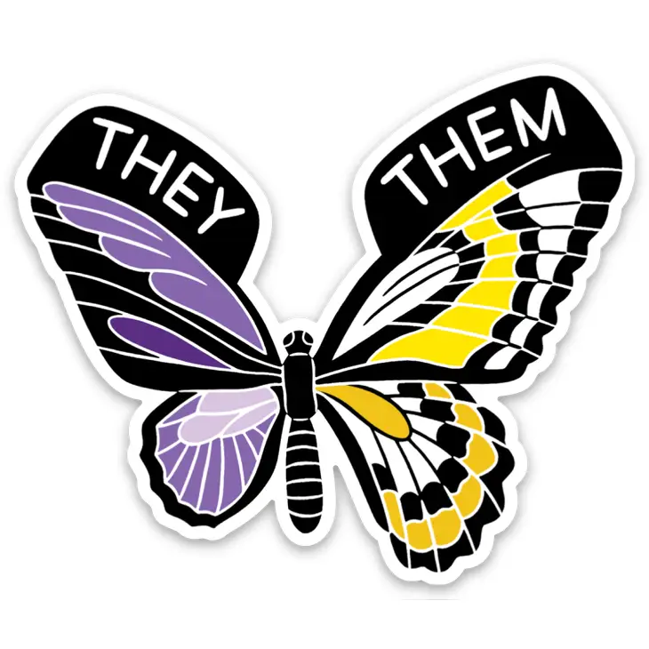Non-Binary Butterfly Die Cut Sticker