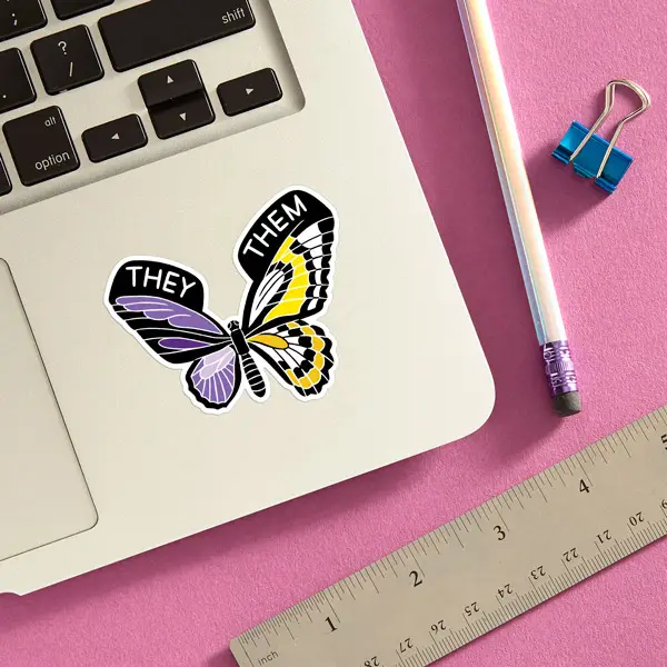 Non-Binary Butterfly Die Cut Sticker - Image 2