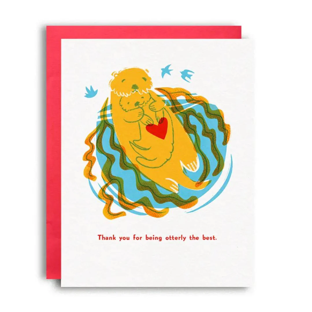 Otter Family Risograph Card