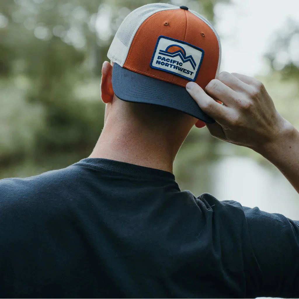 Oxford Trucker Hat Dark Orange/Navy - Image 2
