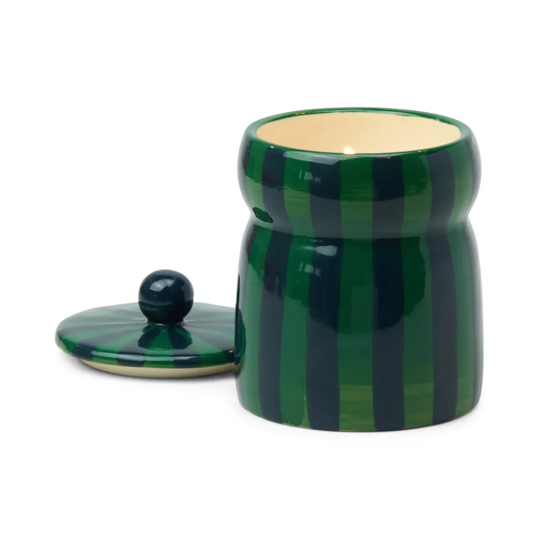 Paddywax Cabana Green & Navy Striped Candle - Balsam Fir - Image 2