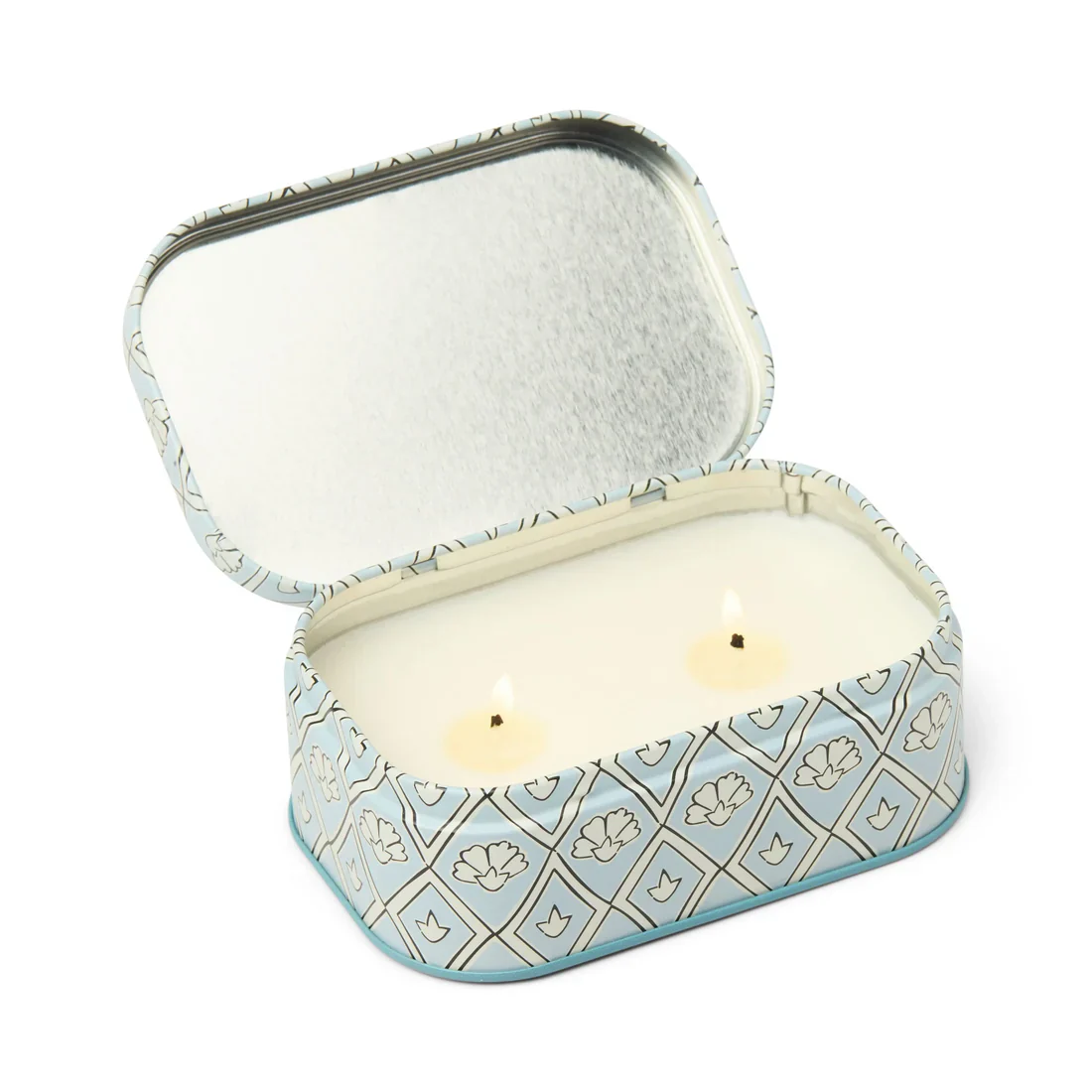 Paddywax Cherie Printed 4.5 oz Tin - Blue & White - Image 2