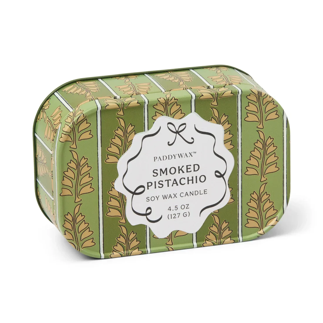 Paddywax Cherie Printed 4.5 oz Tin - Green & Khaki