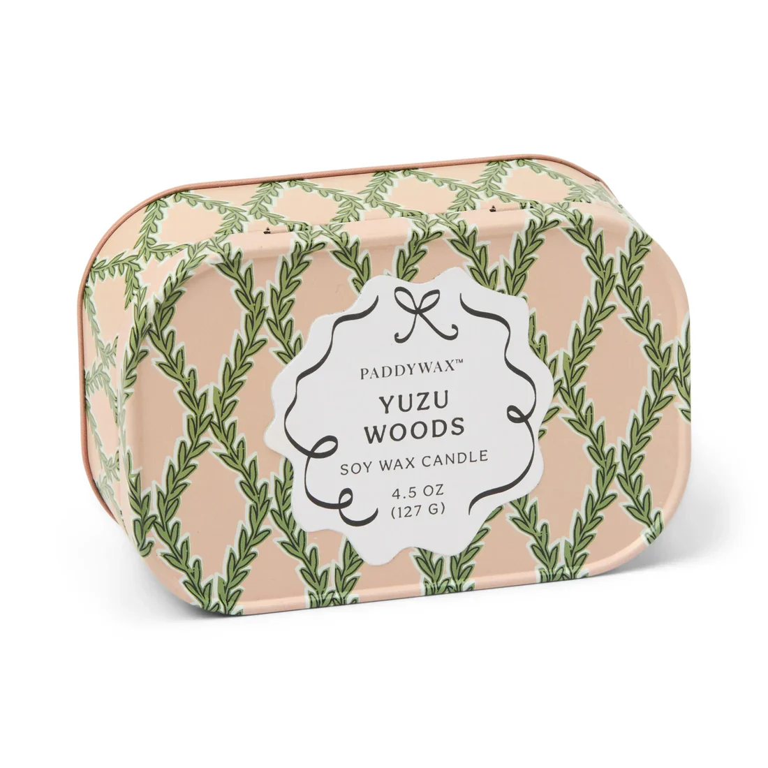 Paddywax Cherie Printed 4.5 oz Tin - Pink & Green