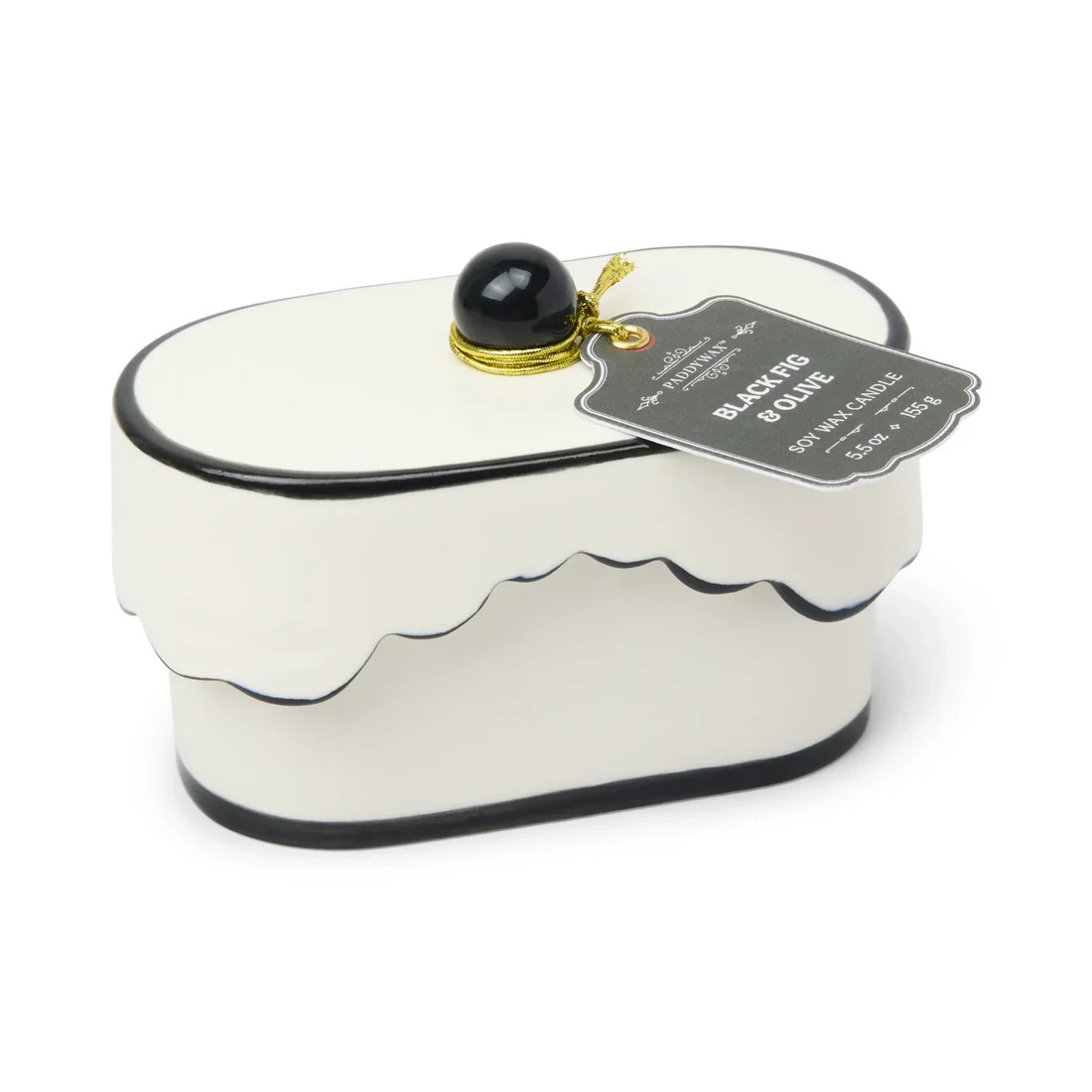 Paddywax Cherie Printed 5.5 oz Ceramic Candle - Black Fig & Olive