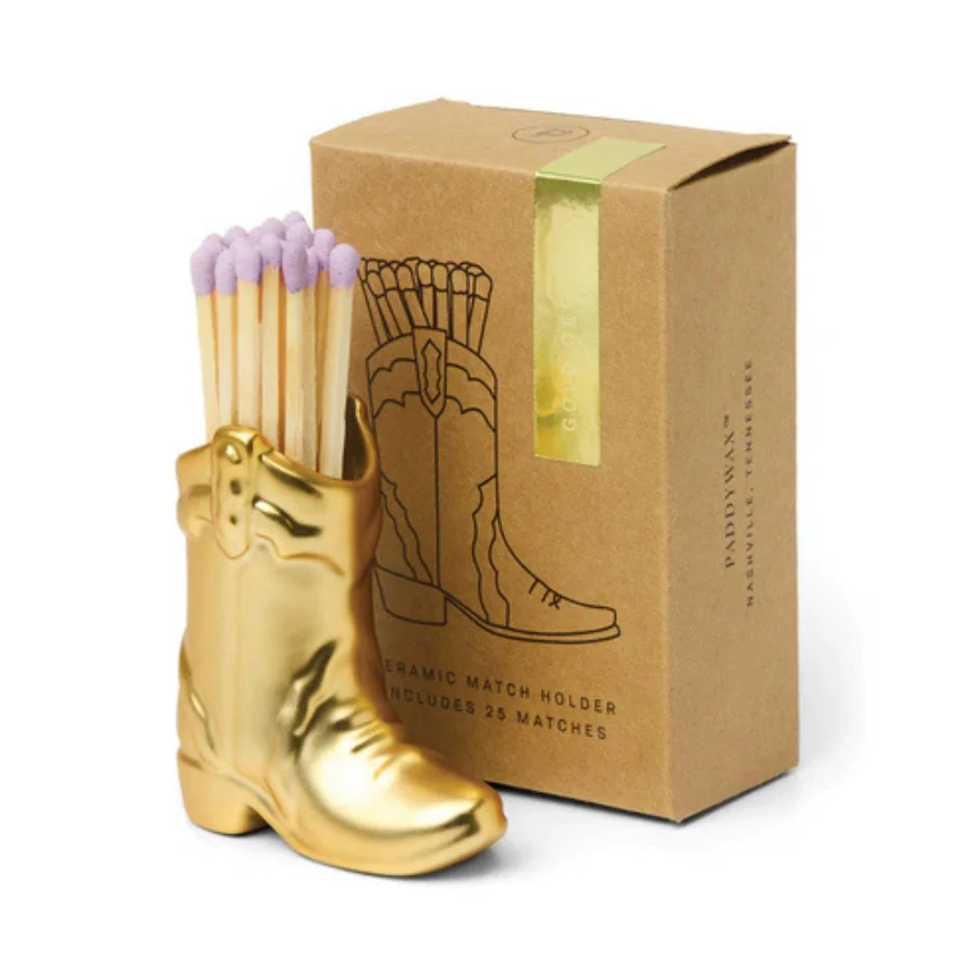Paddywax Gold Metalic Vintage Boot Boxed Matches