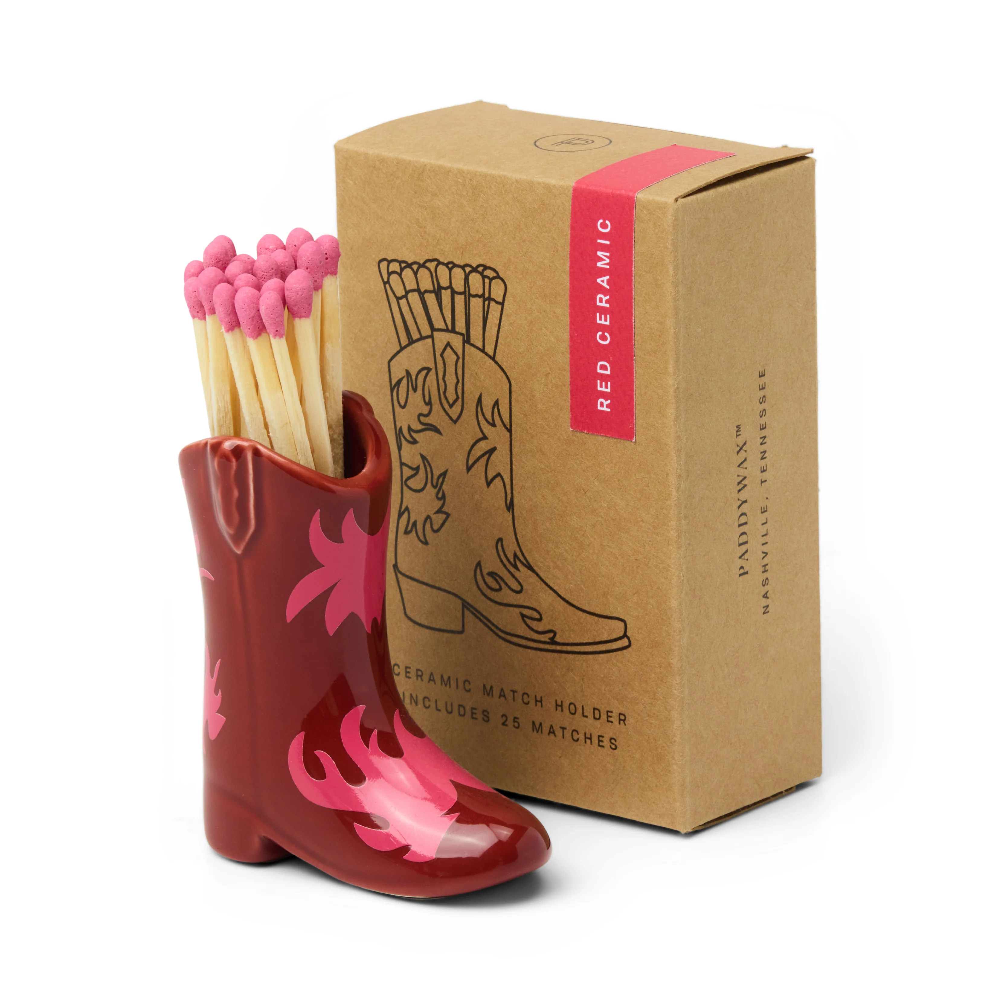 Paddywax Red & Pink Flame Cowboy Boot Match Holder
