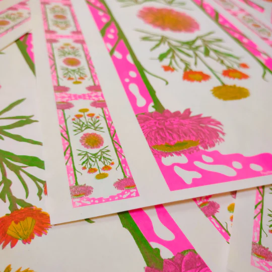 Pink Floral Riso Print - Image 2