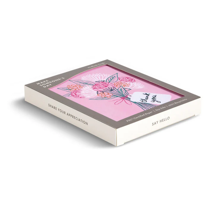 Pink Sketched Bouquet - Blank Thank You Note Cards - Image 4