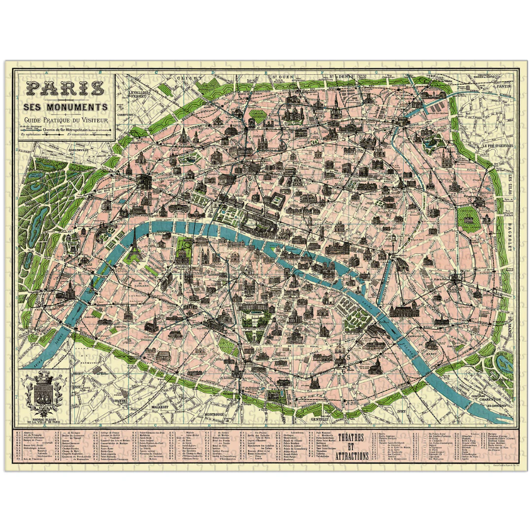 Cavallini & Co. 1000 Piece Puzzle - Paris Map - Image 2
