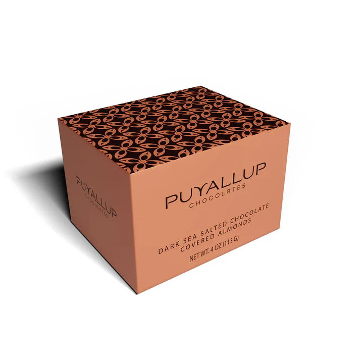 Puyallup Chocolates Dark Sea Salted Chocolate Covered Almonds 4 oz - Image 2