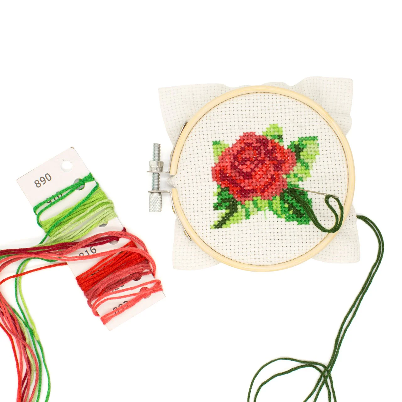 Rose - Mini Cross Stitch Embroidery Kit - Image 3