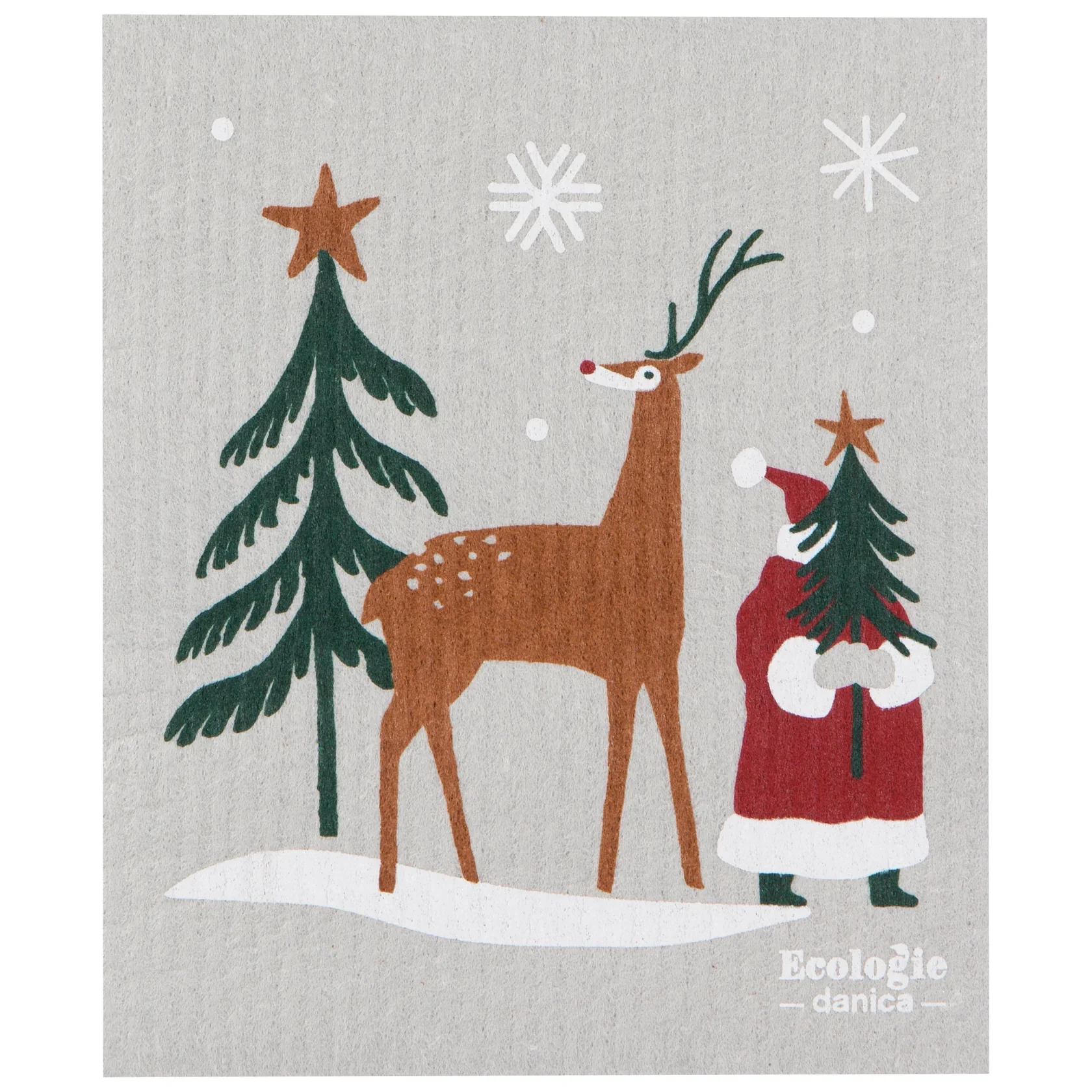 Santa's Reindeer Swedish Dishcloth