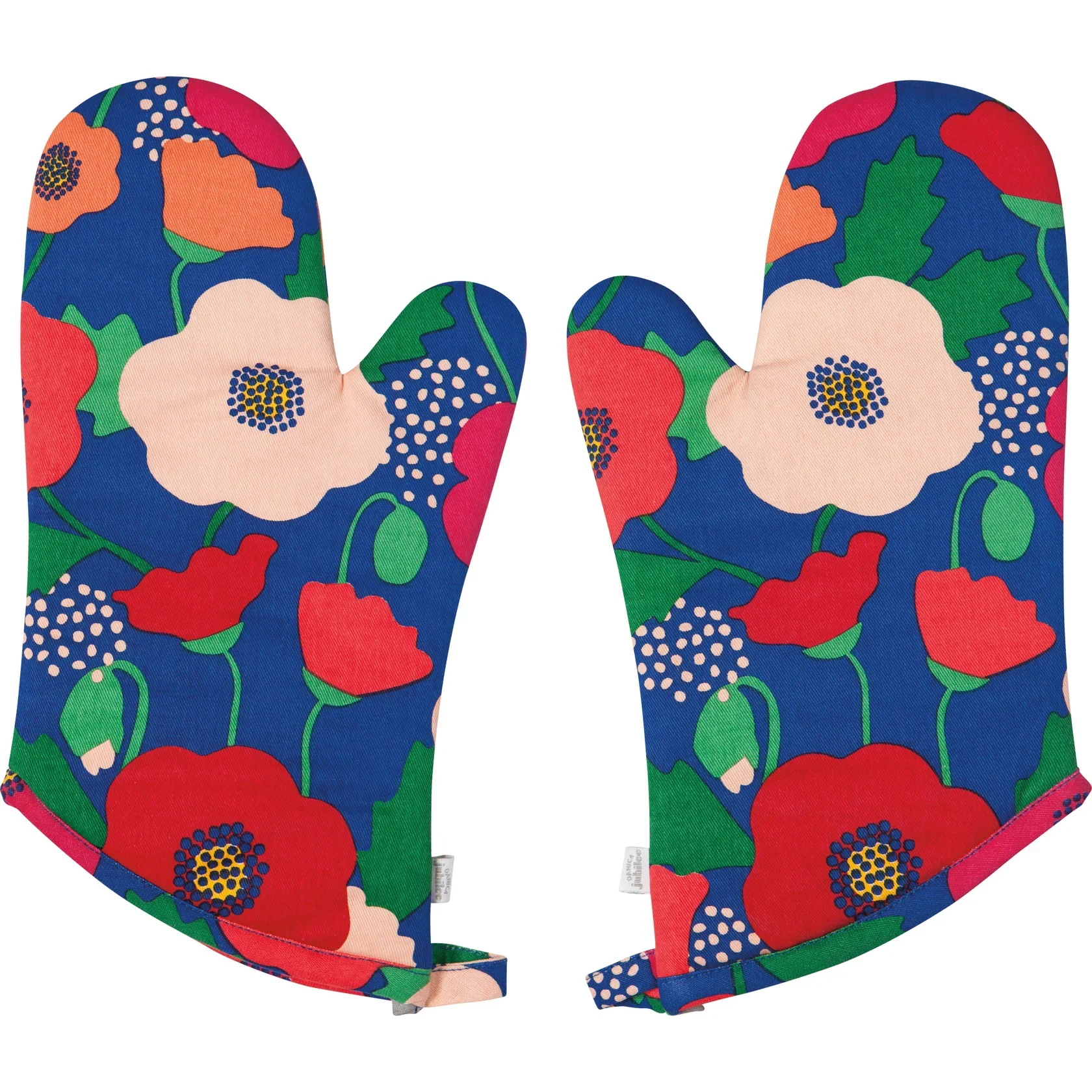 Set of Two Oven Mitts in Poppy