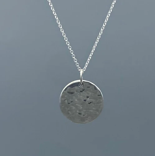 Silver Hammered Disc Necklace
