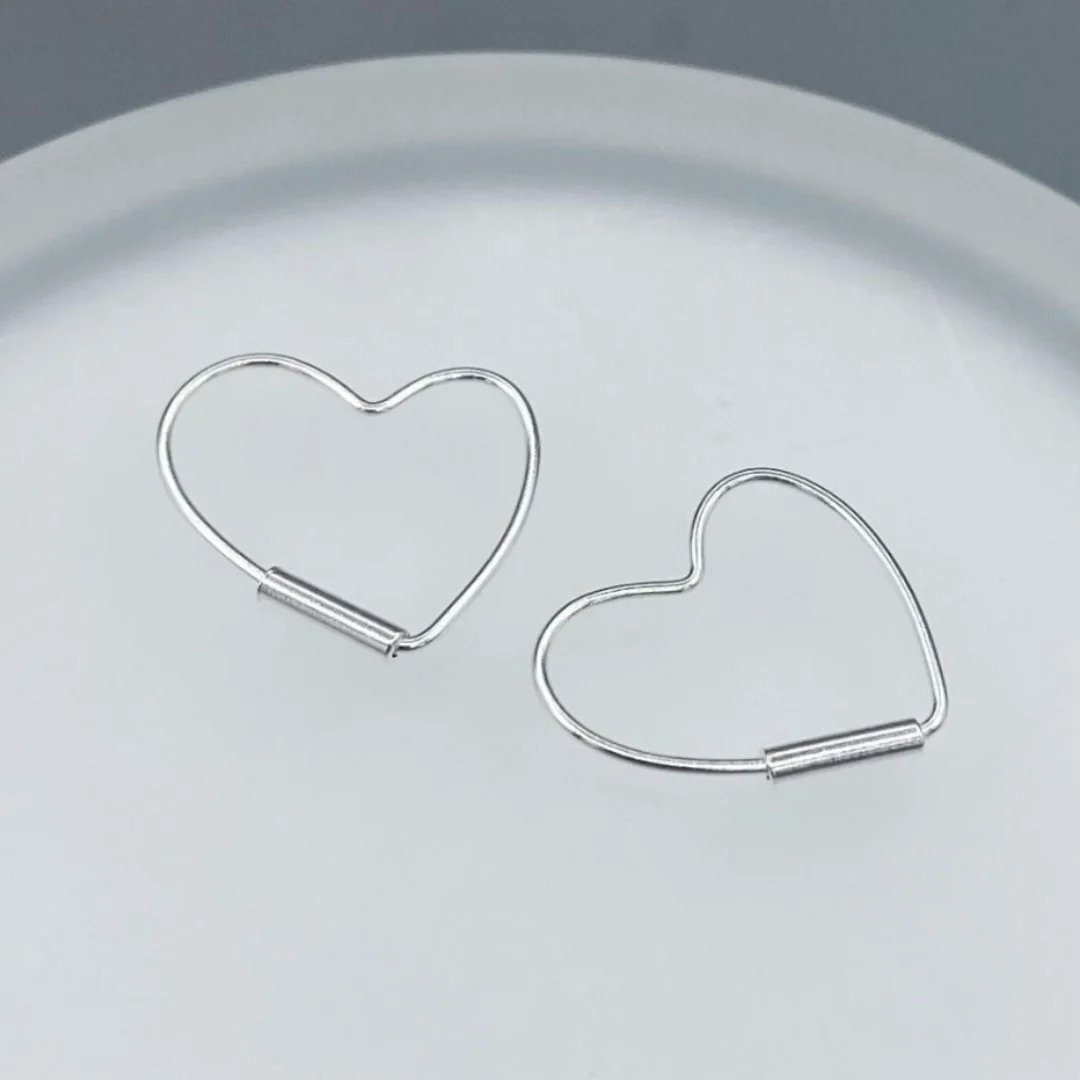 Silver Small Heart Endless Hoops - Image 2