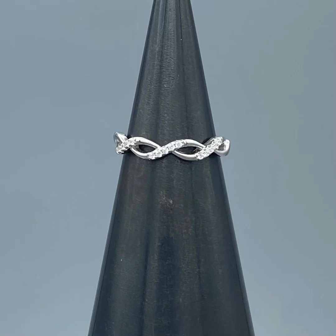 Silver Twisted CZ Ring