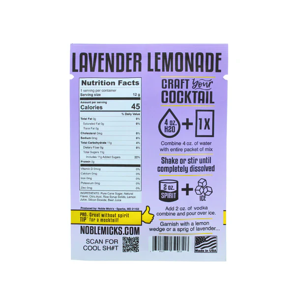 Single Serve Lavender Lemonade Cocktail Mix - Image 2