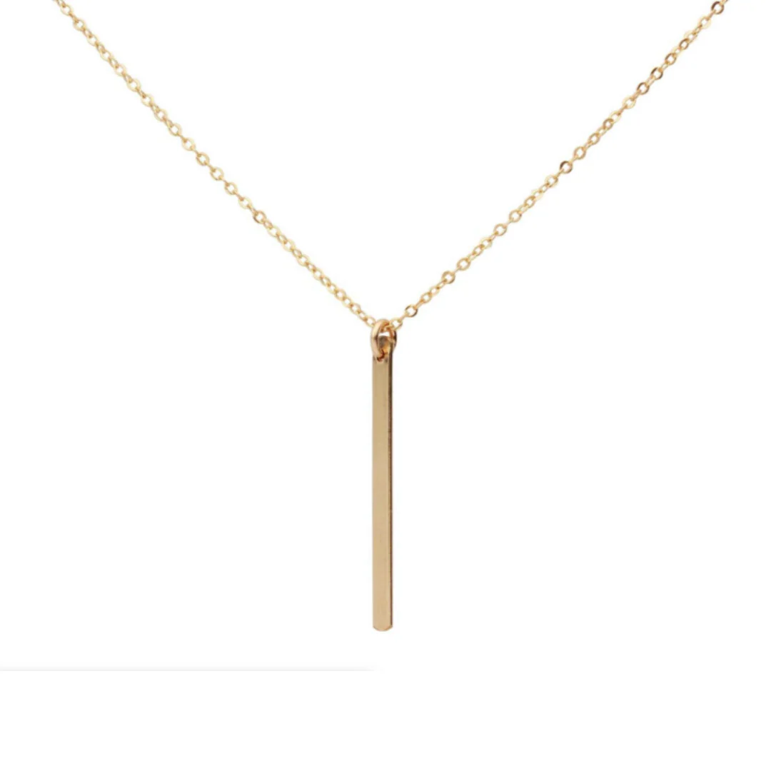Sleek Vertical Bar Necklace Gold