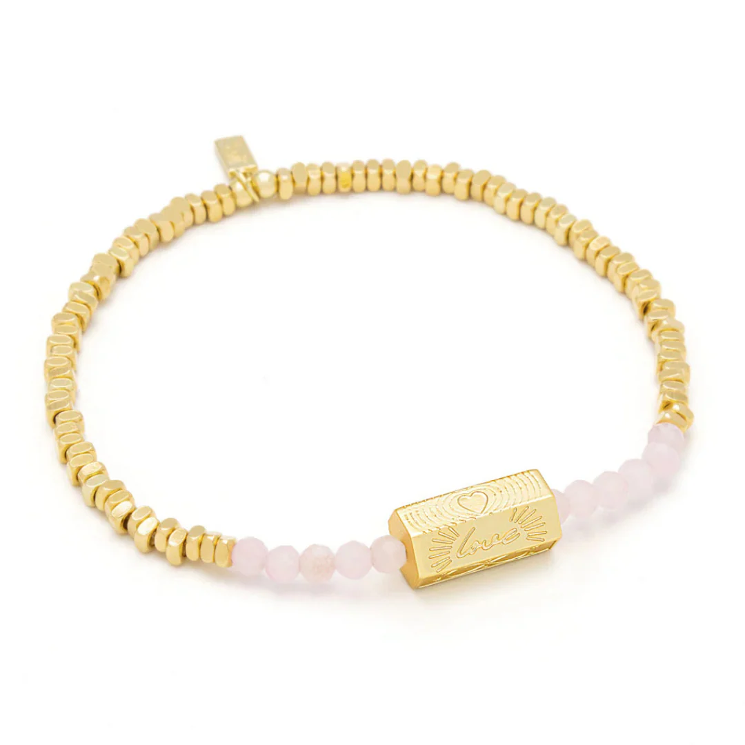 Stella Bracelet- Love/Rose Quartz/Gold - Image 2