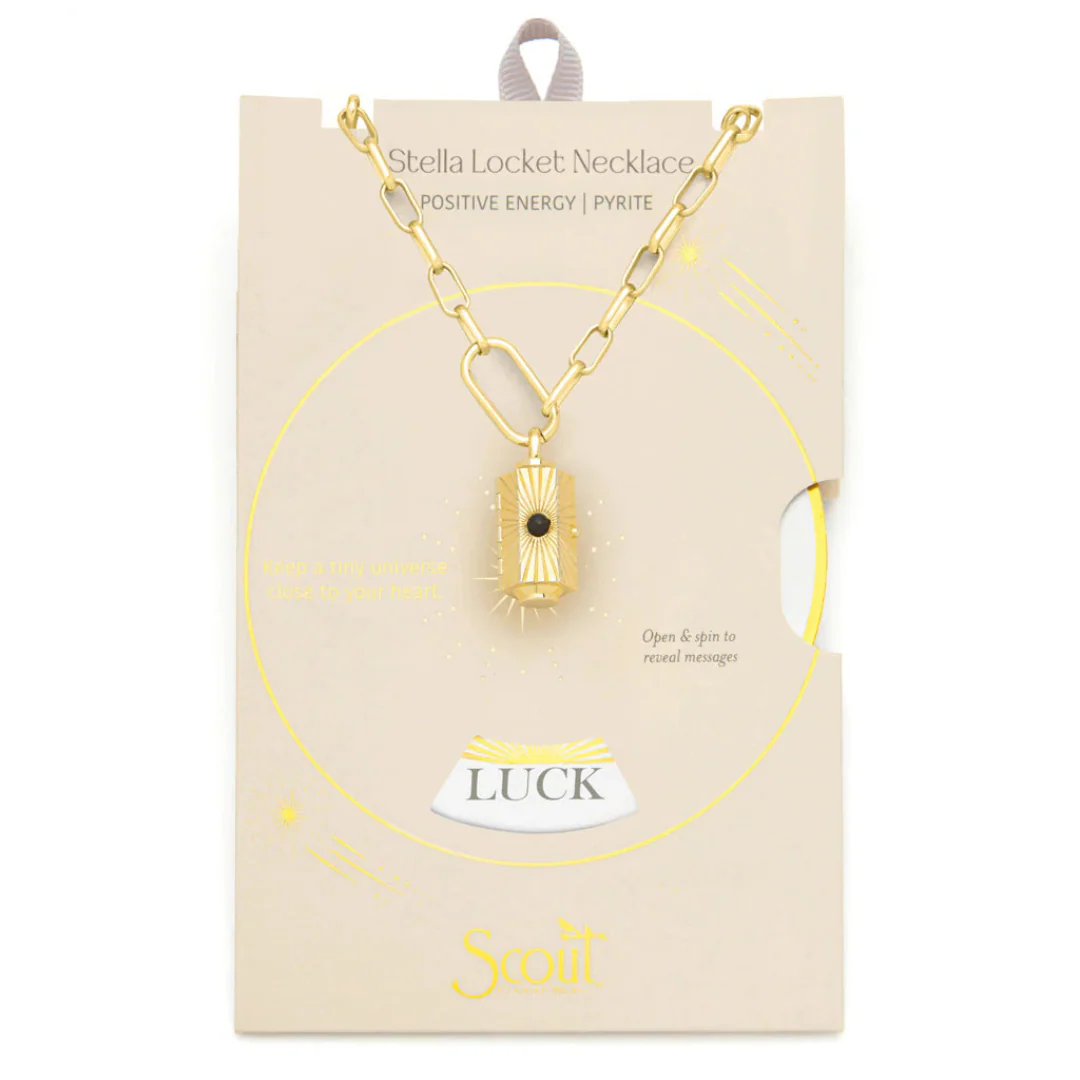 Stella Locket Necklace- Positive Energy/Pyrite/Gold