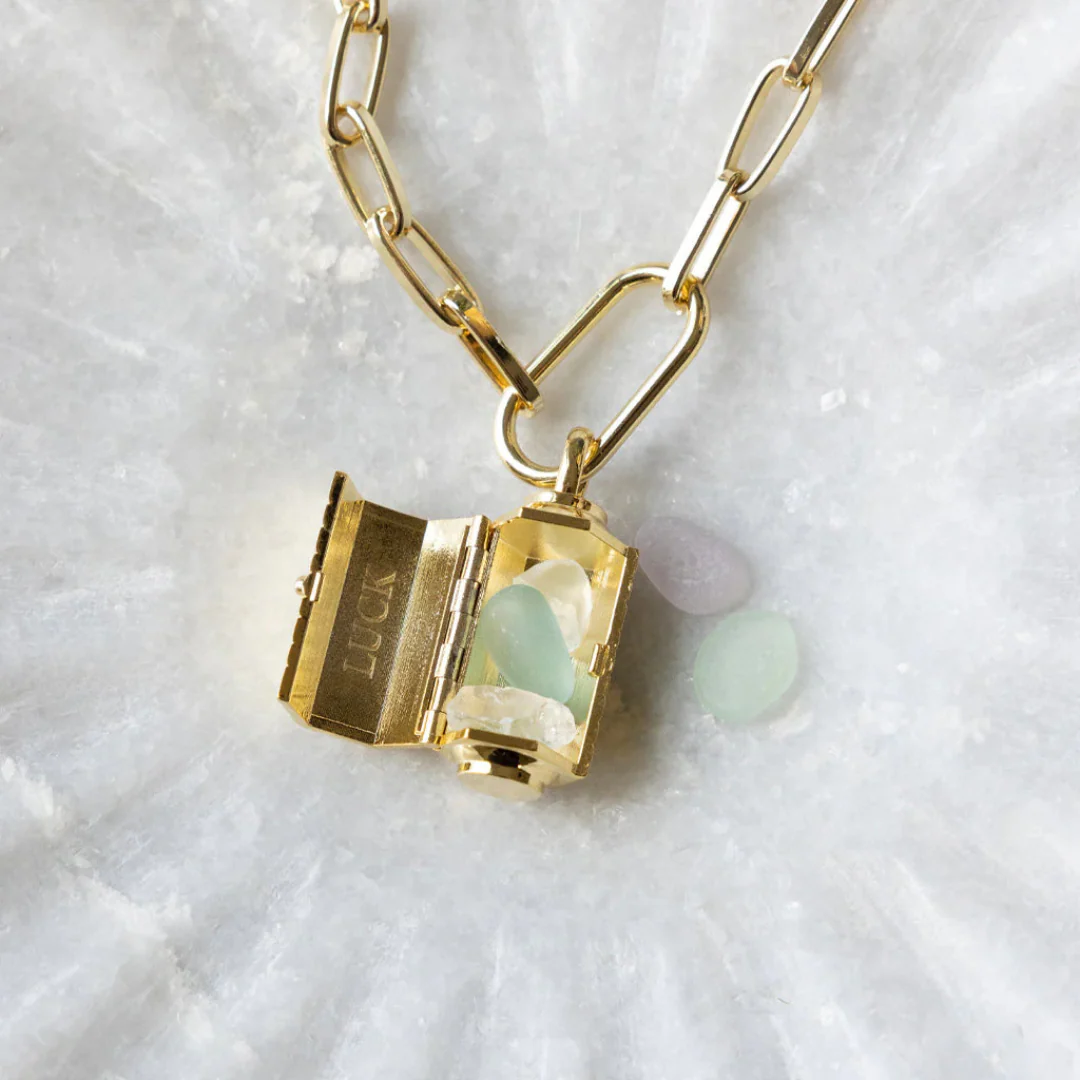 Stella Locket Necklace- Positive Energy/Pyrite/Gold - Image 2