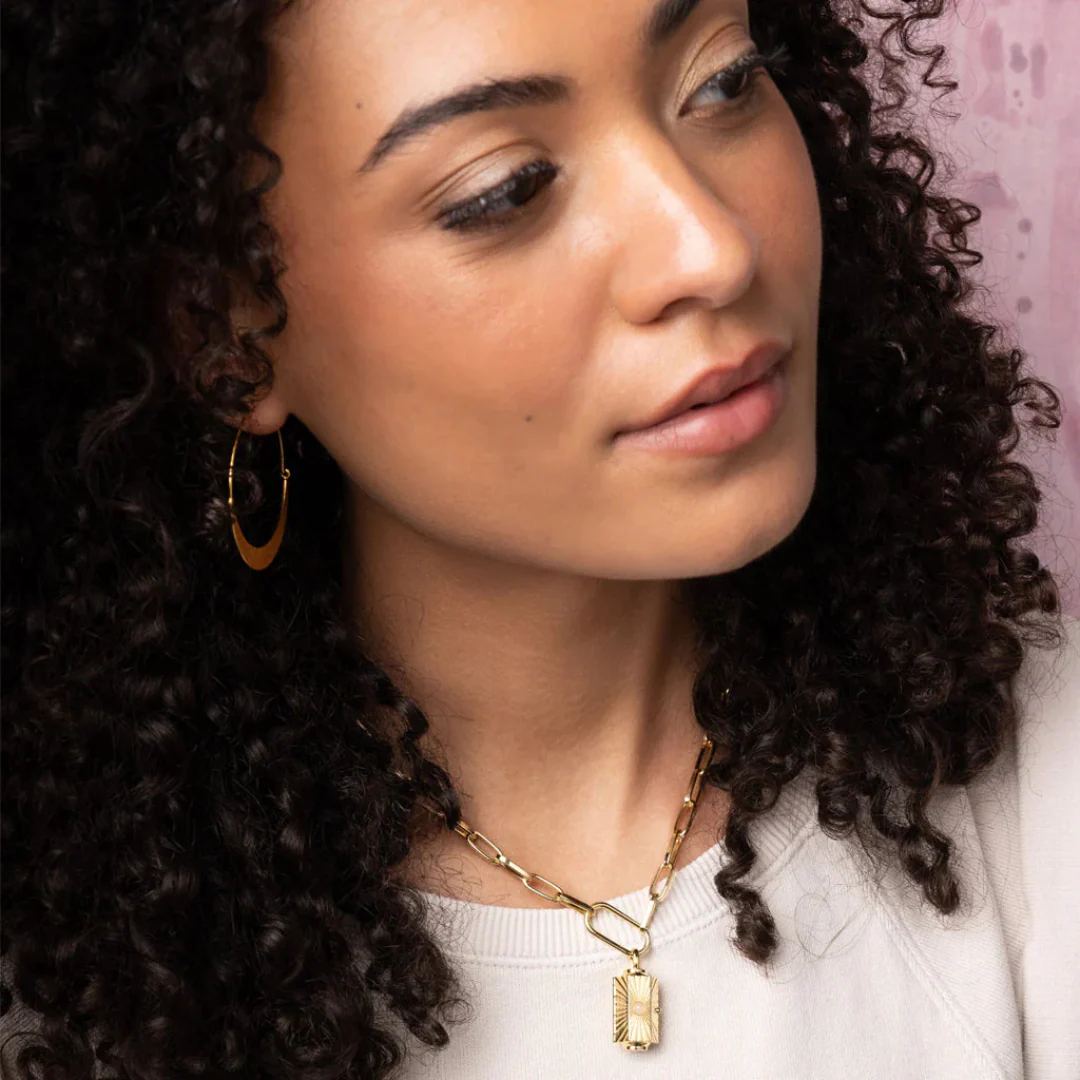 Stella Locket Necklace- Transformation/ African Turquoise/Gold - Image 3