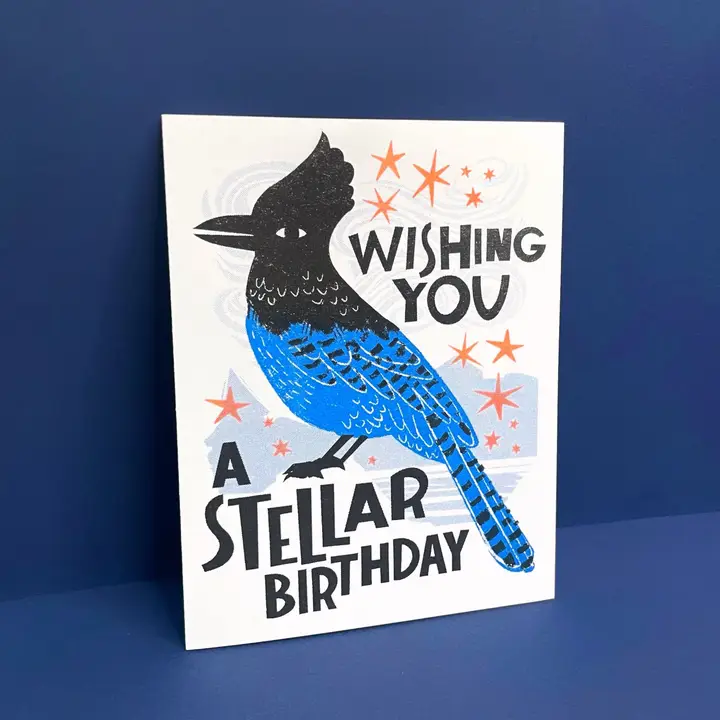 Stellar Birthday Bird Risograph Card - Image 2