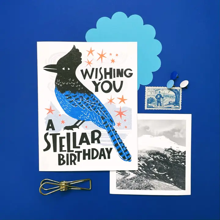 Stellar Birthday Bird Risograph Card - Image 3