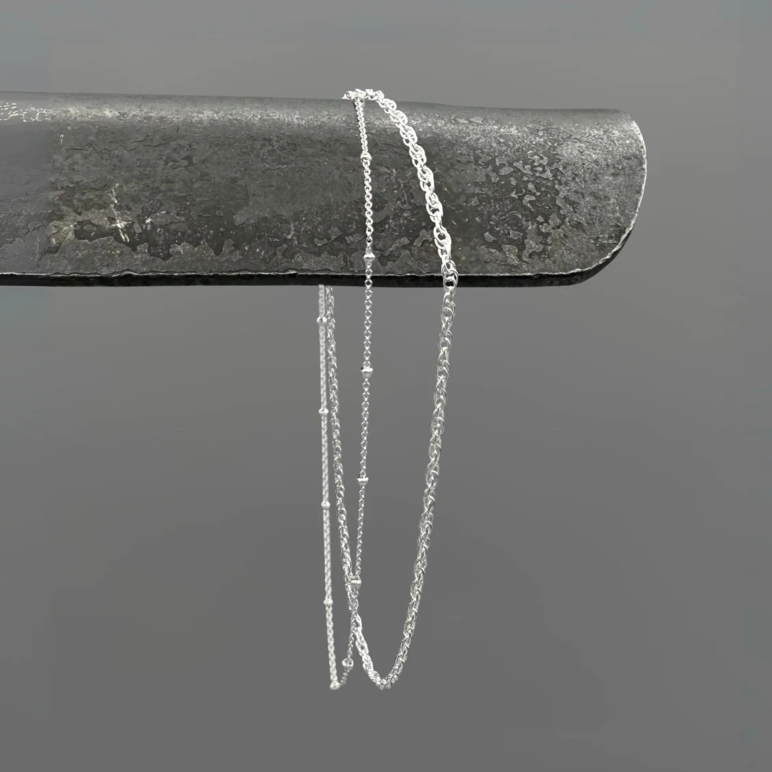 Sterling Silver Satellite & Twist Double Chain Bracelet