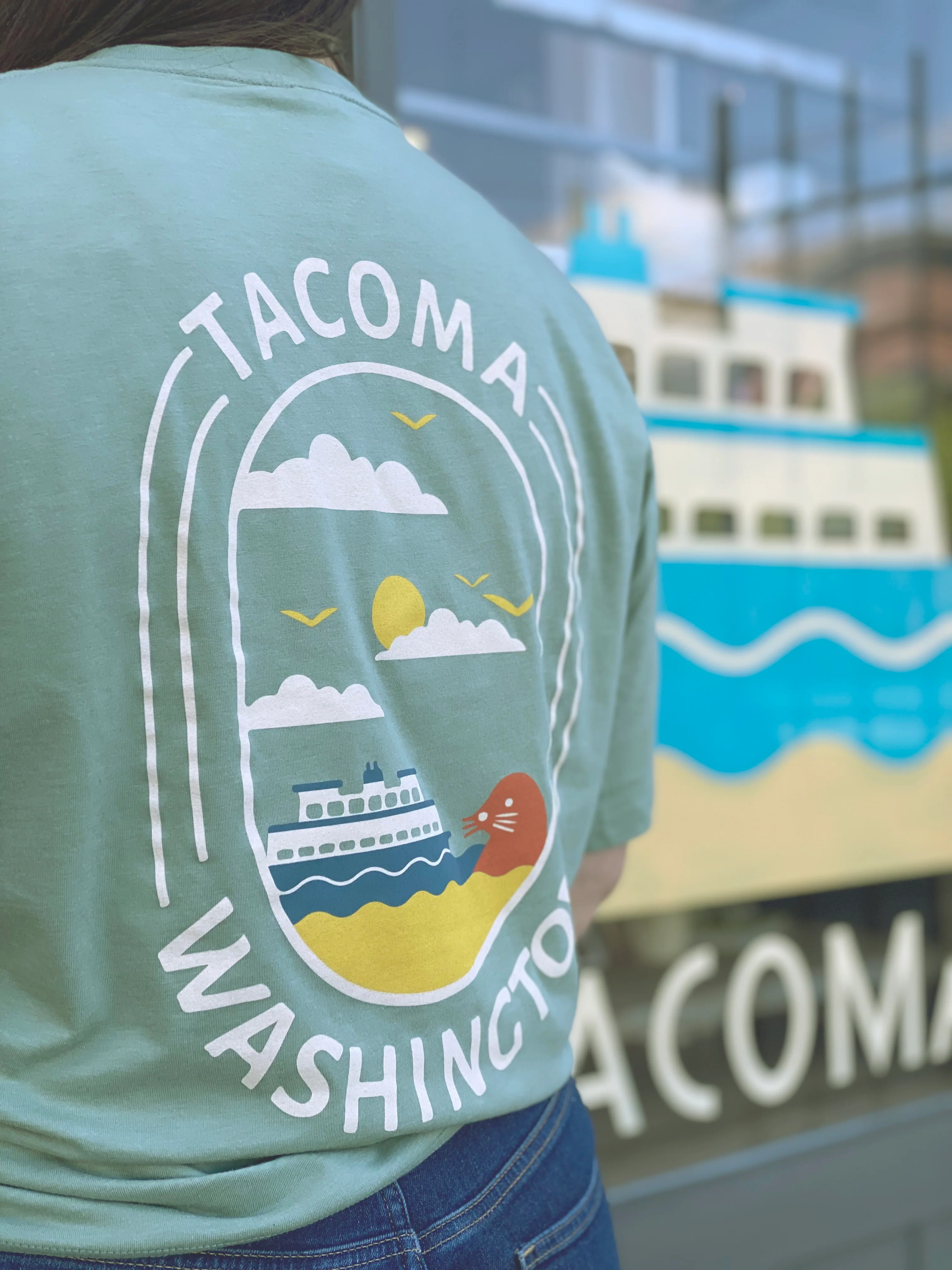 Tacoma WA Seal Tee - Avocado Heather - Image 2