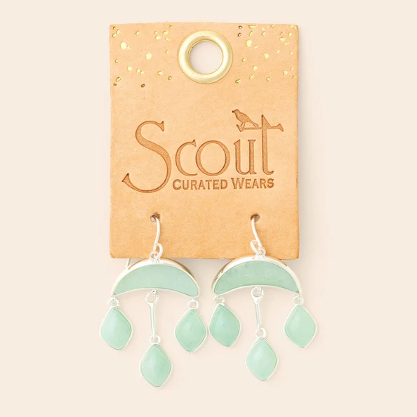 Stone Crescent Drop Earring - Amazonite/Silver - Image 2