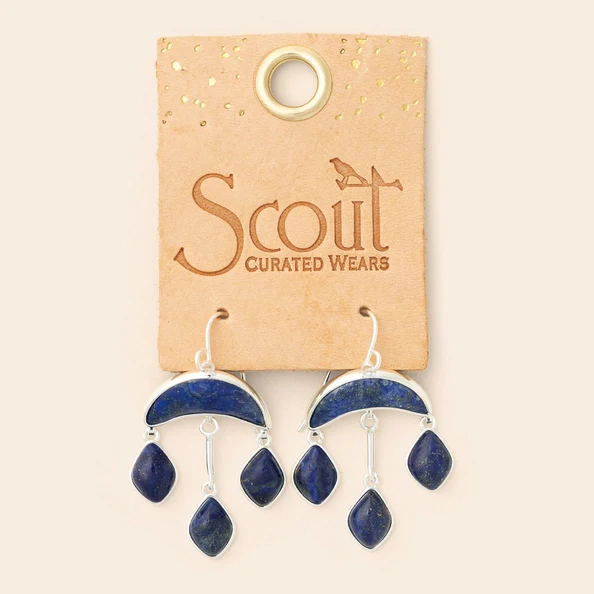 Stone Crescent Drop Earring - Lapis/Silver - Image 2