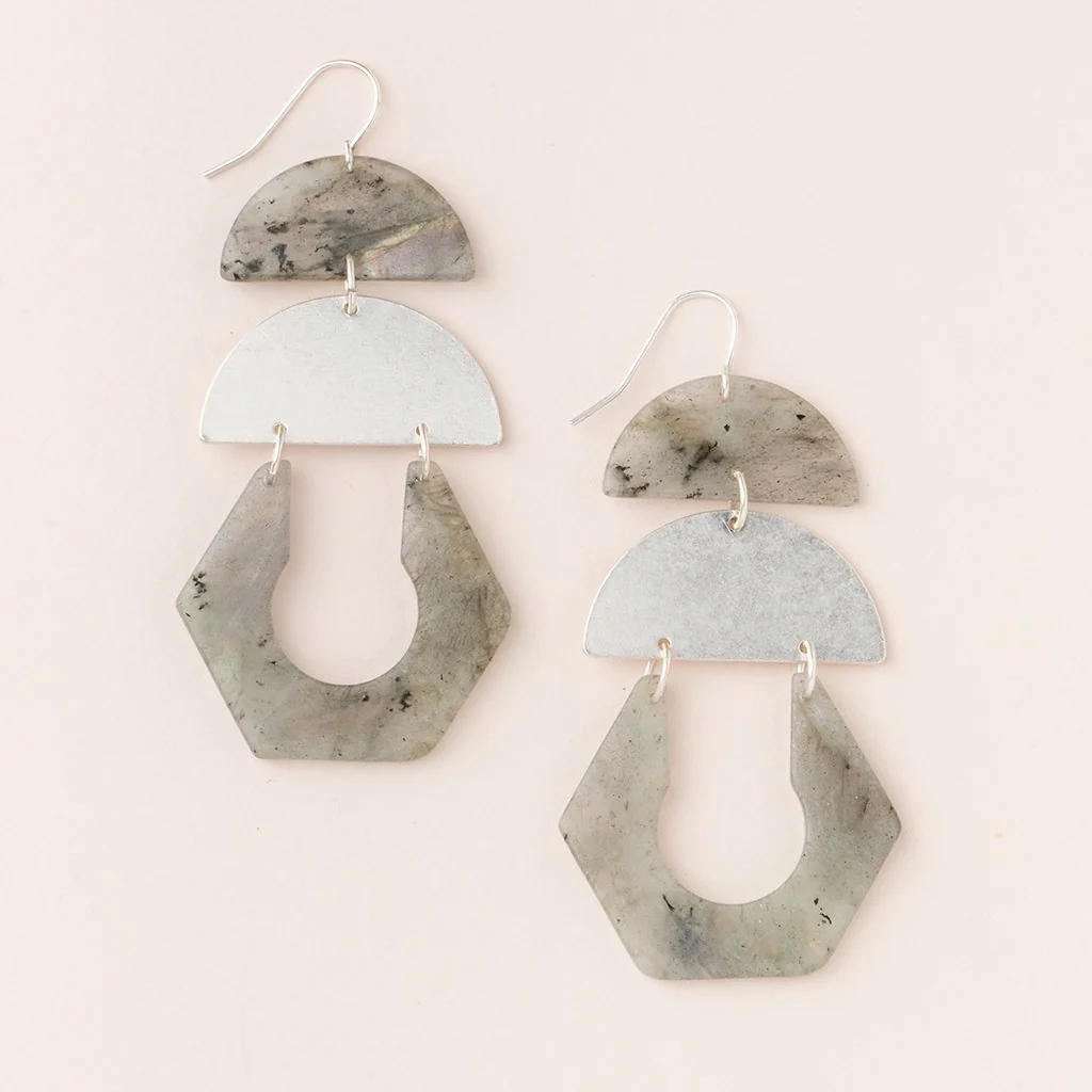 Stone Cutout Earring - Labradorite / Silver