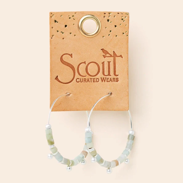 Stone Disk Hoop Earring - Amazonite/Silver - Image 2