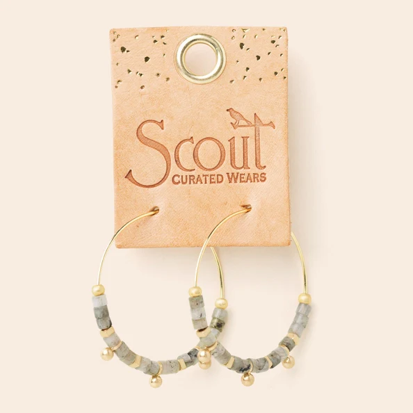 Stone Disk Hoop Earring - Labradorite/Gold - Image 2