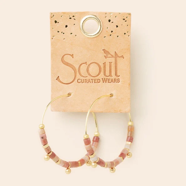 Stone Disk Hoop Earring - Rhodonite/Gold - Image 2