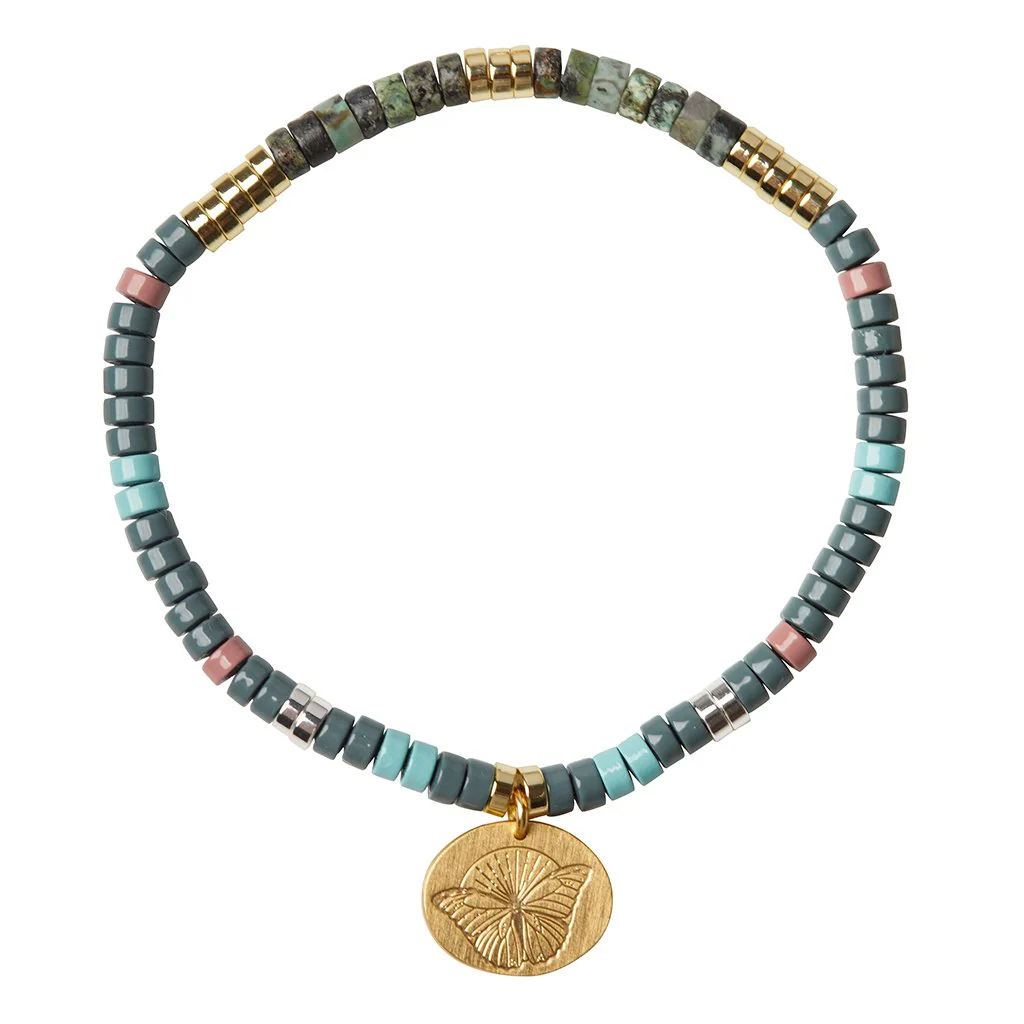 Stone Intention Charm Bracelet - African Turquoise/Gold - Image 2