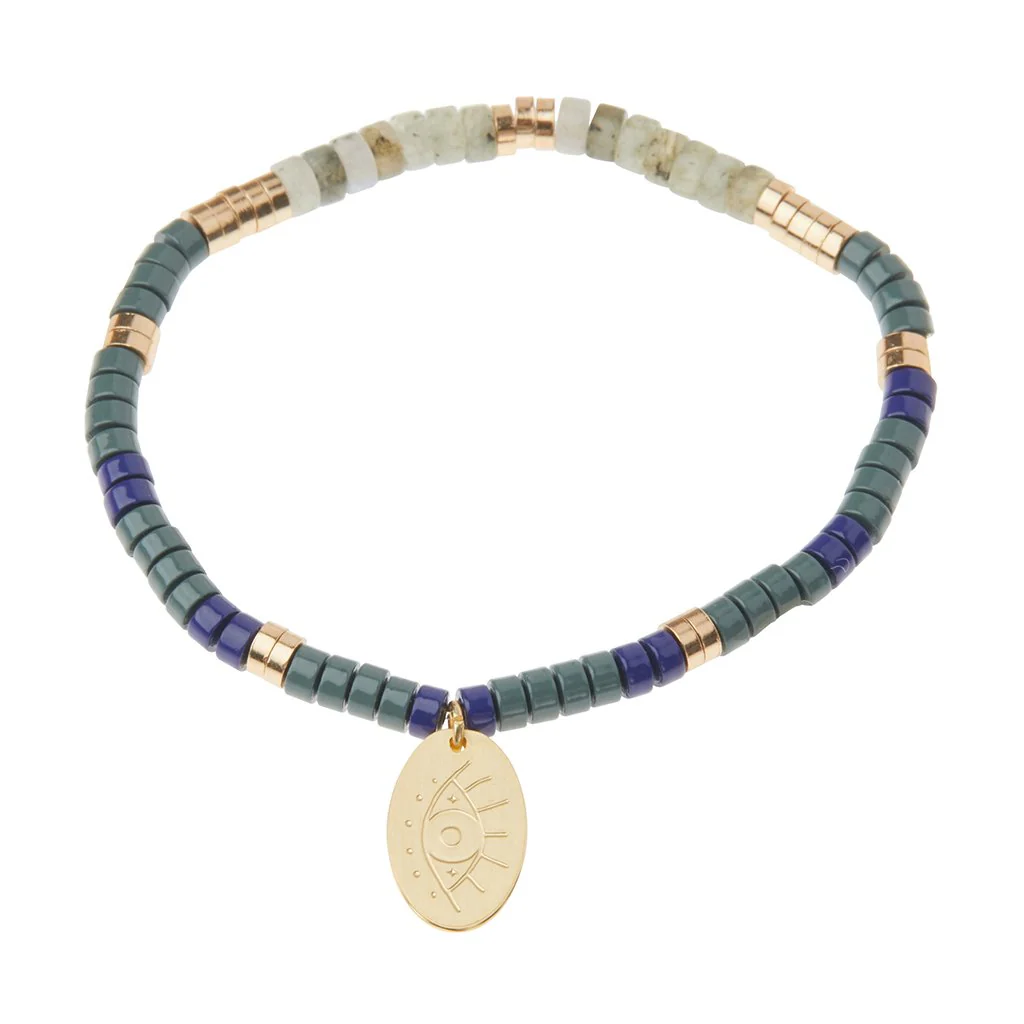 Stone Intention Charm Bracelet - Labradorite/Gold - Image 3