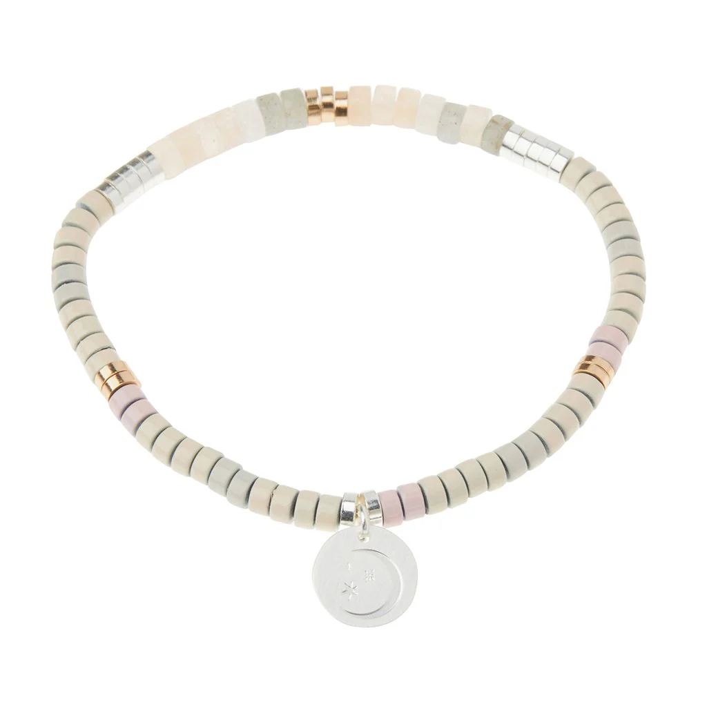 Stone Intention Charm Bracelet - Moonstone/Silver/Gold - Image 3